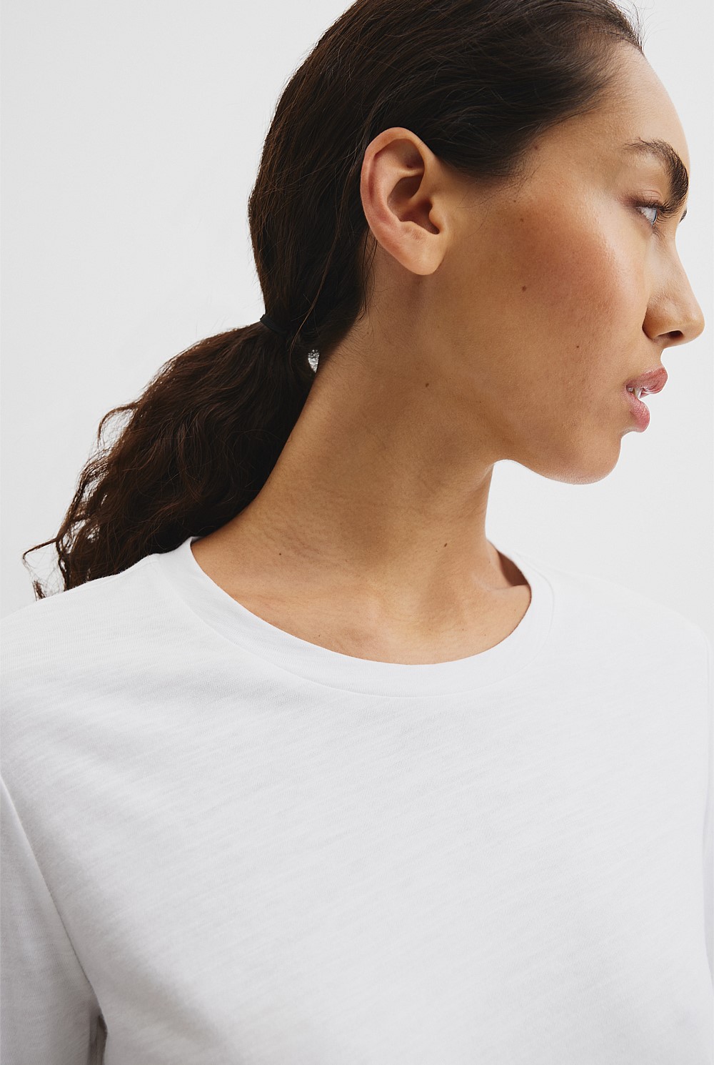 Australian Good Earth Cotton Textured Slub Long Sleeve T-Shirt