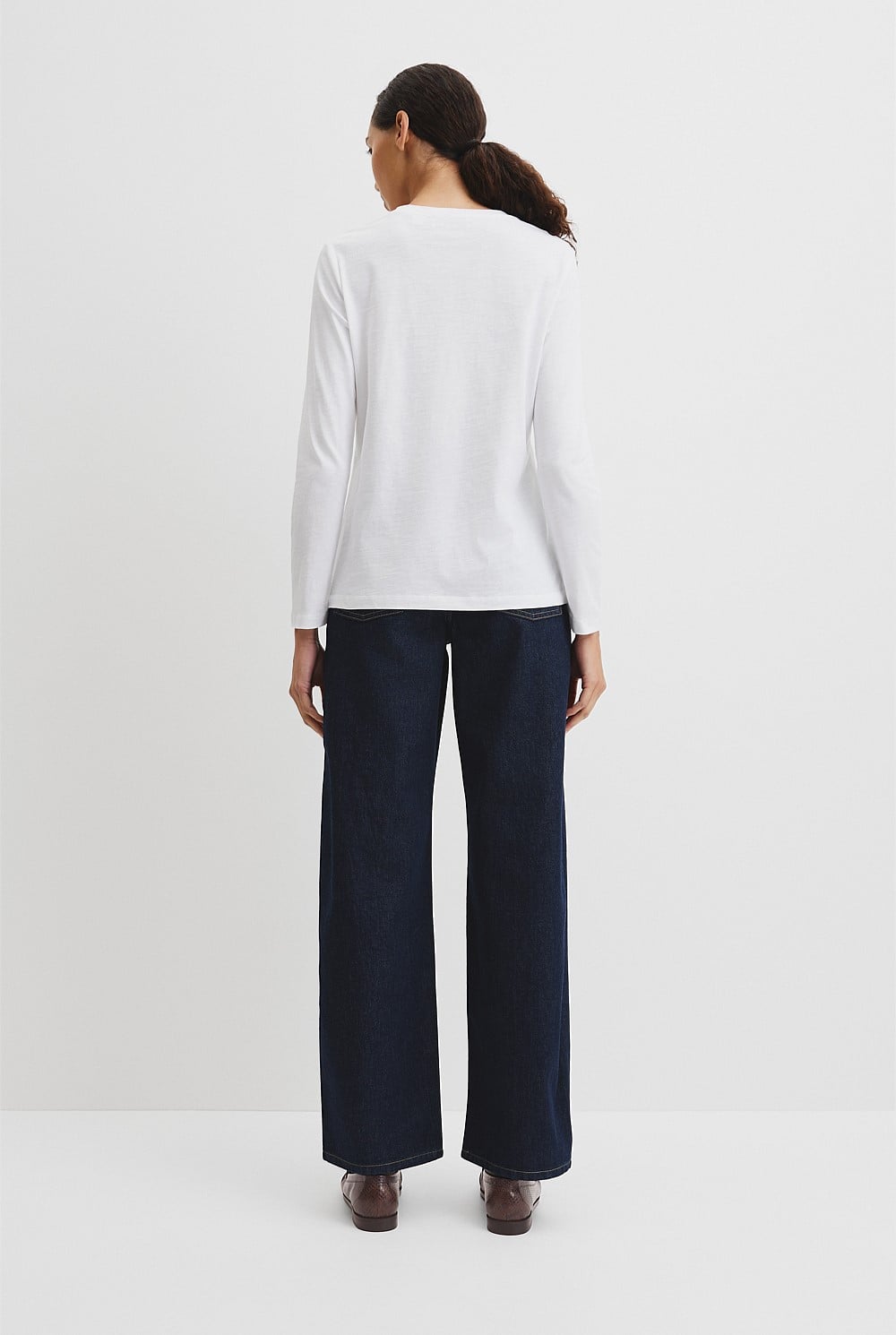 Australian Good Earth Cotton Textured Slub Long Sleeve T-Shirt