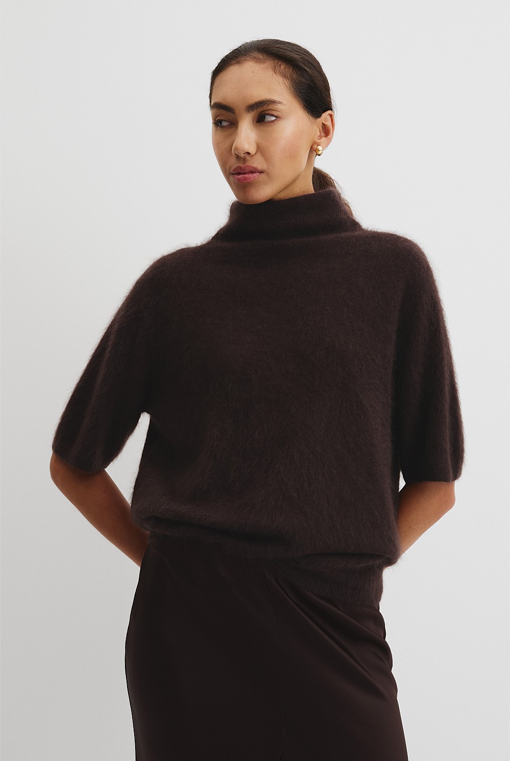 Short Sleeve Fluffy Knit