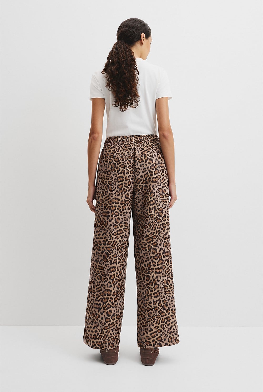 Organically Grown Linen Print Tie Detail Linen Pintuck Pant