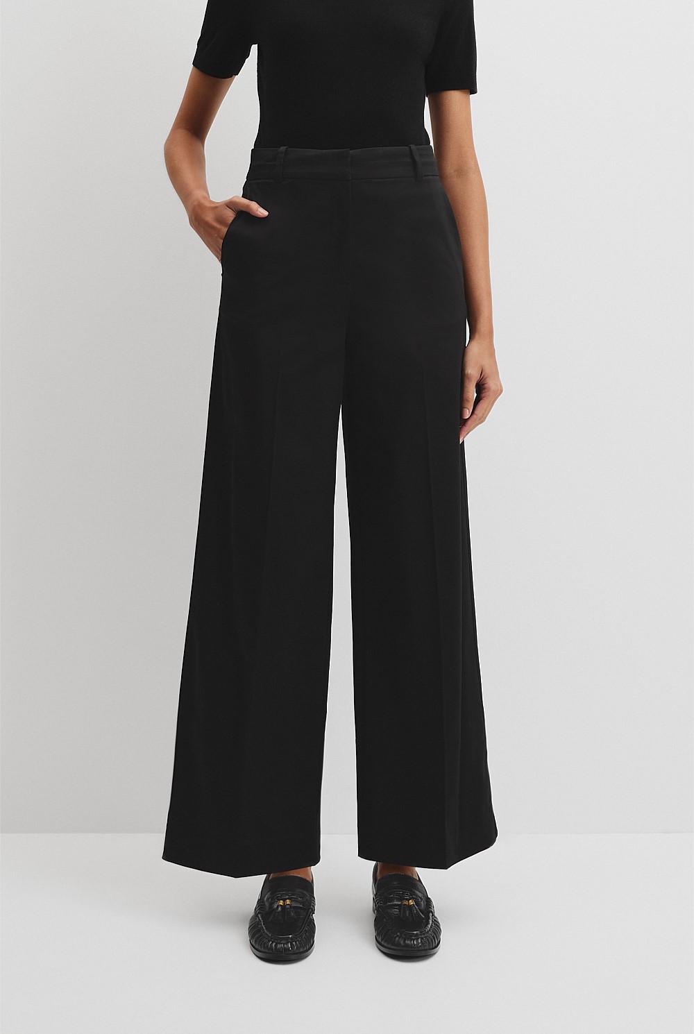 Cotton Sateen Wide Pant