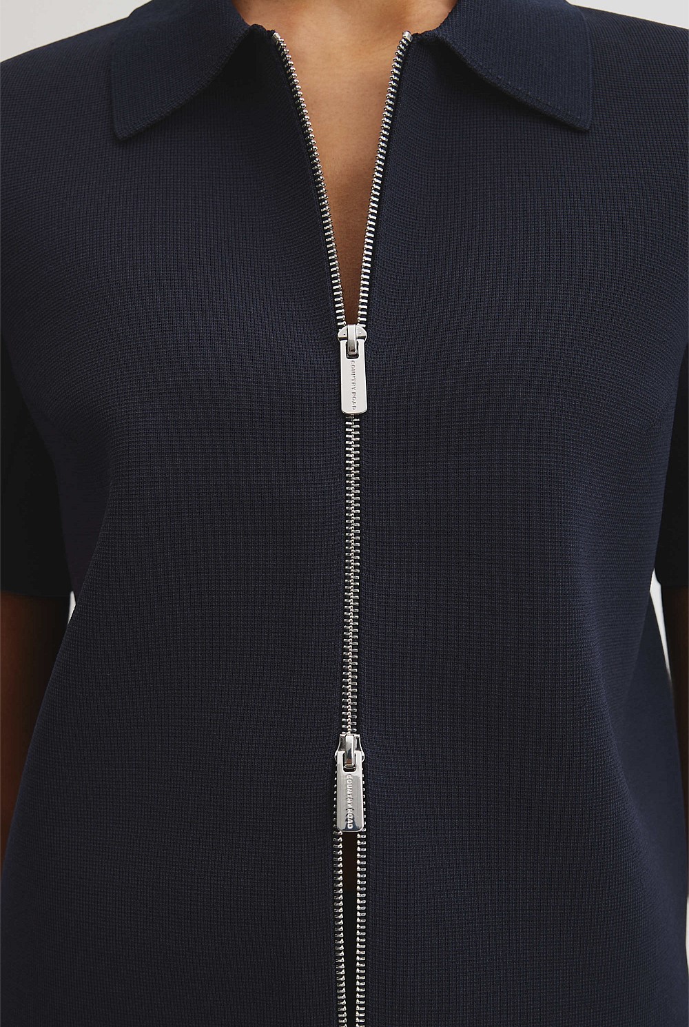 Short Sleeve Compact Zip Knit