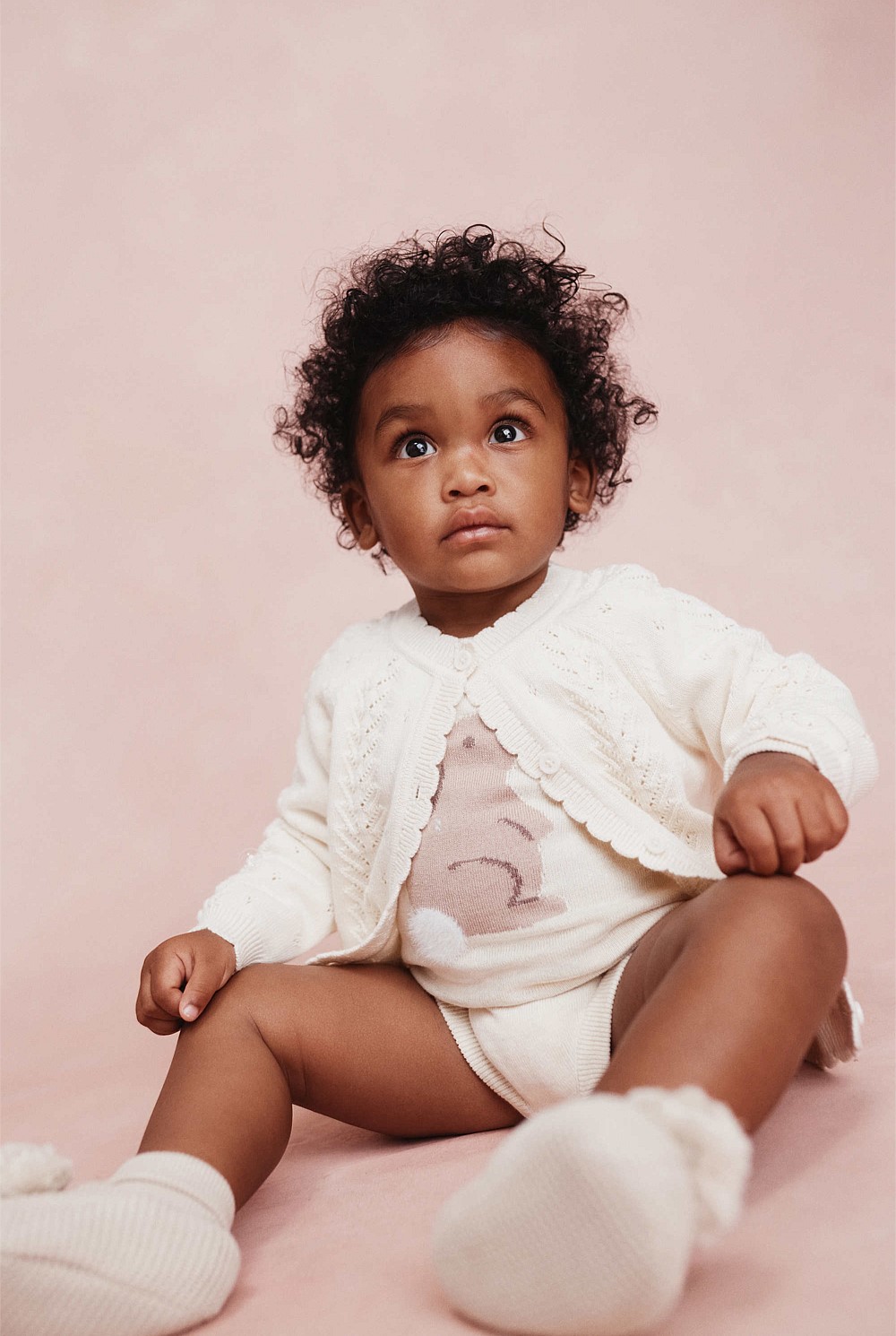 Organically Grown Cotton Cord Knit Bunny Bodysuit
