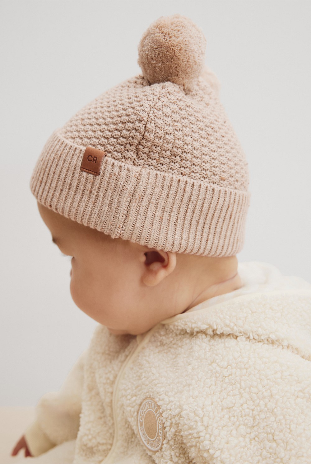 Organically Grown Cotton Cord Pom Pom Knit Beanie