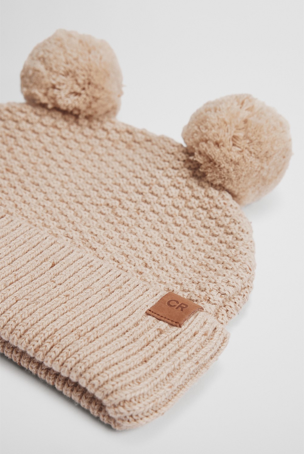 Organically Grown Cotton Cord Pom Pom Knit Beanie