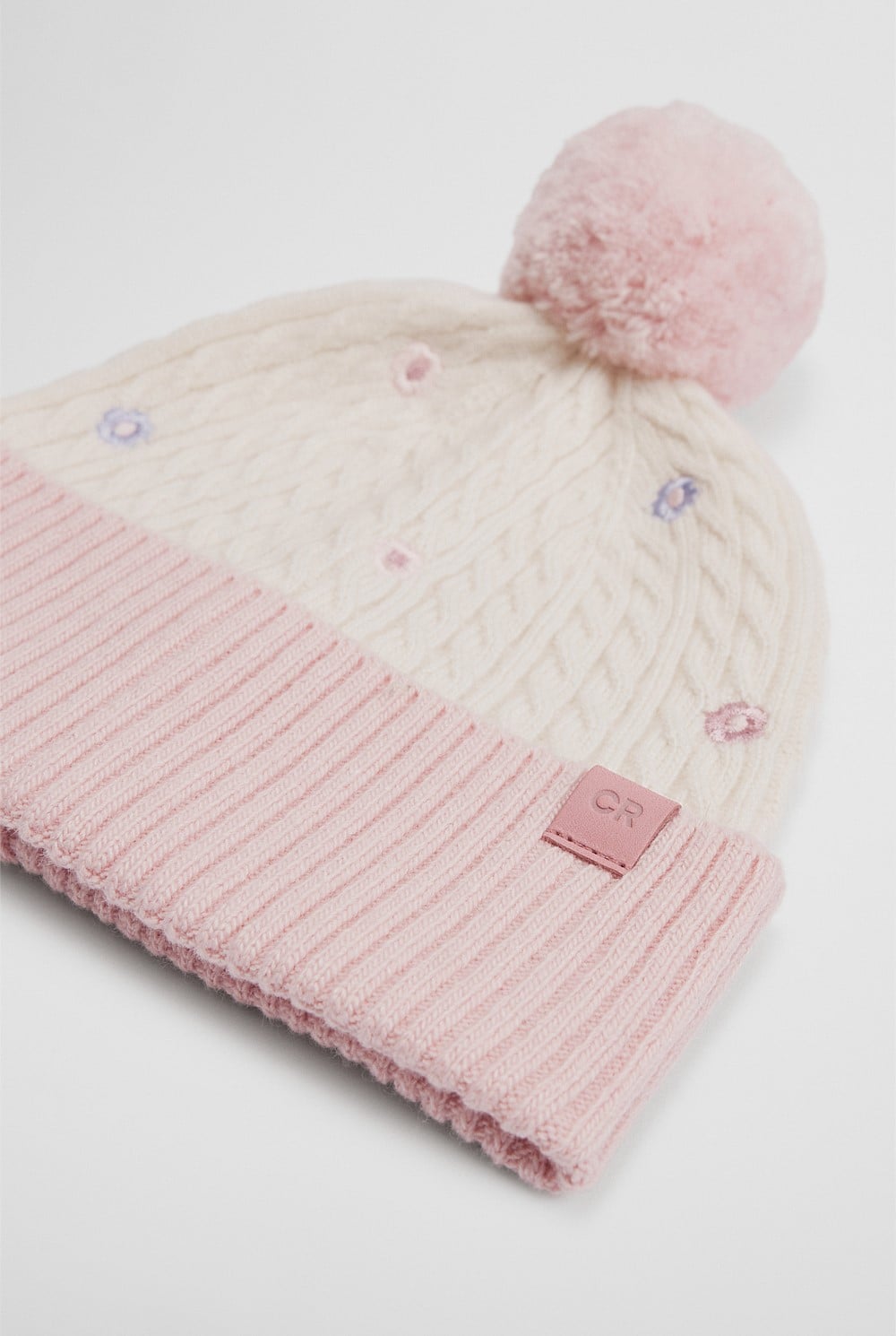 Cable Embroidered Beanie