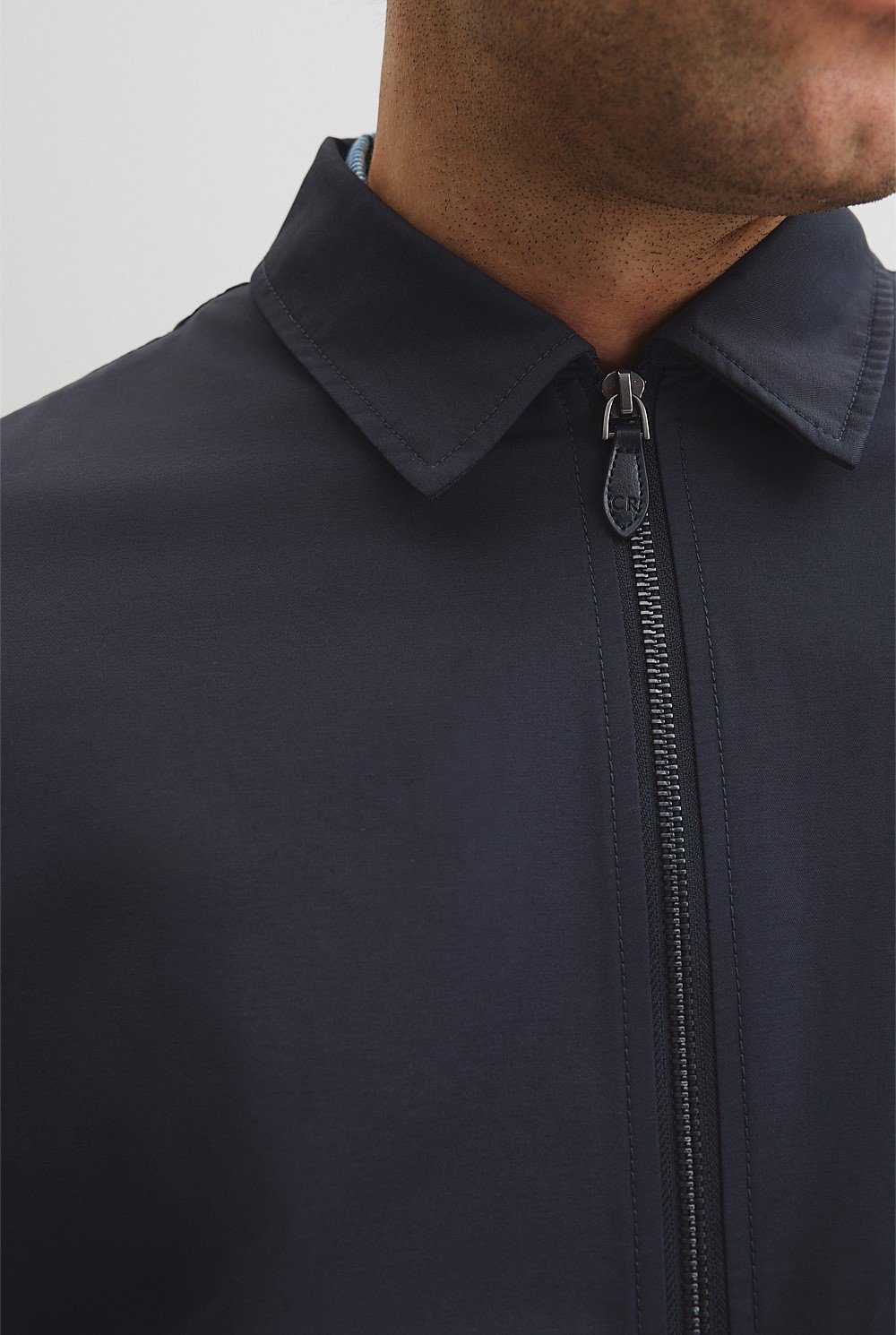 Cotton Blend Zip Through Jacket