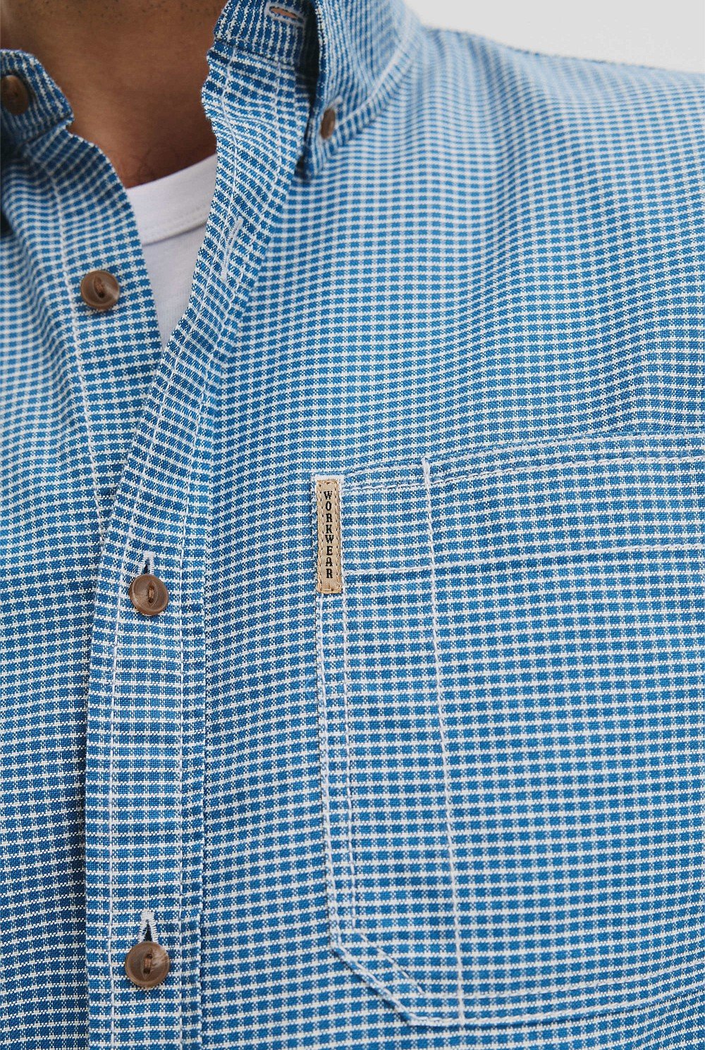 Australian Good Earth Cotton Workwear Regular Fit Grid Shirt