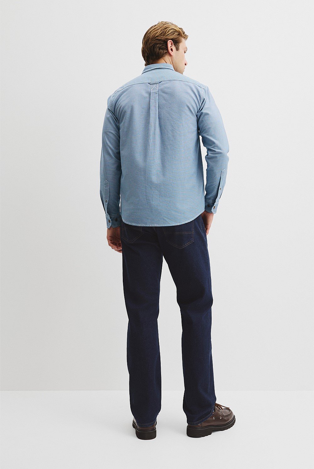 Australian Good Earth Cotton Workwear Regular Fit Grid Shirt