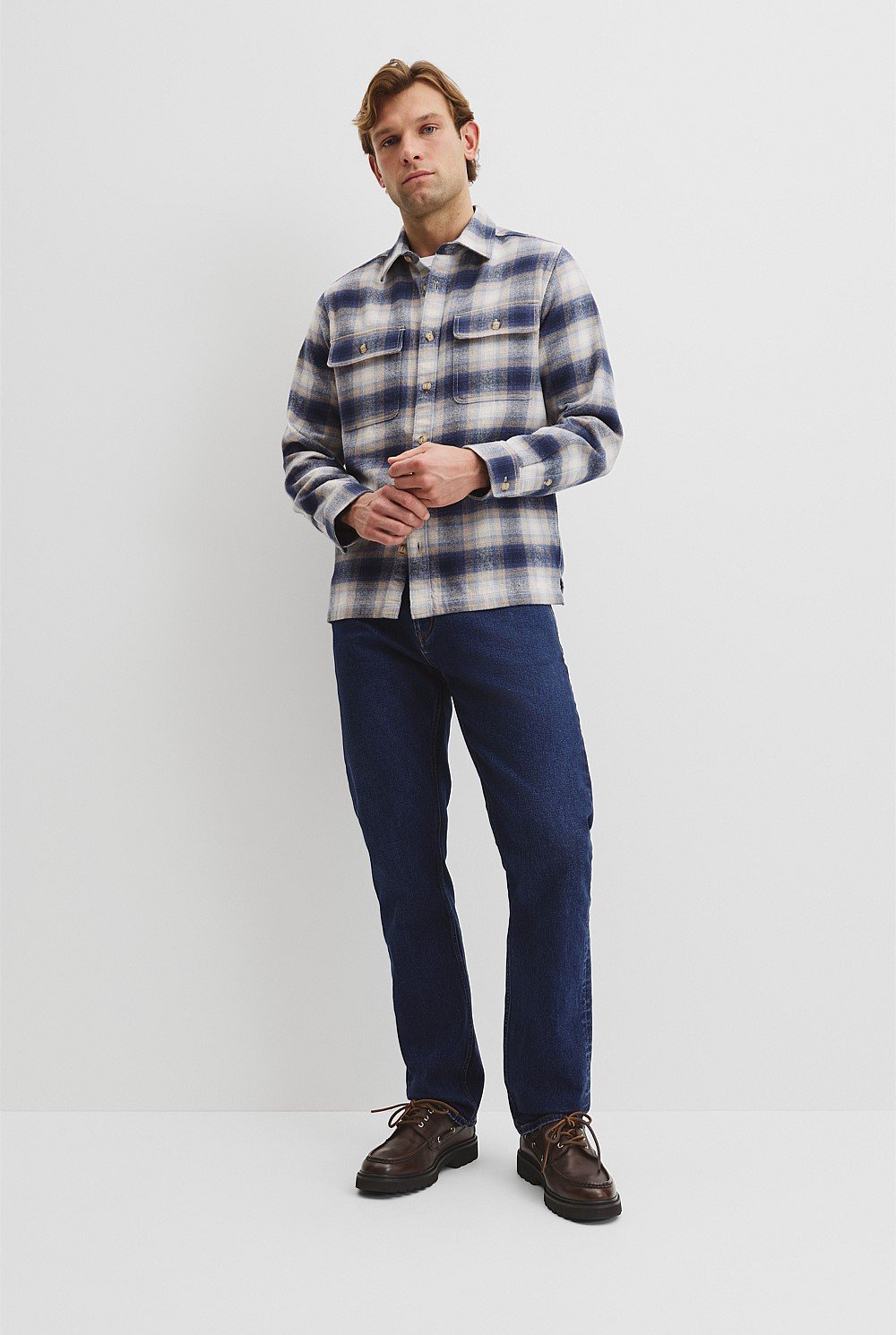 Cotton Flannel Check Overshirt