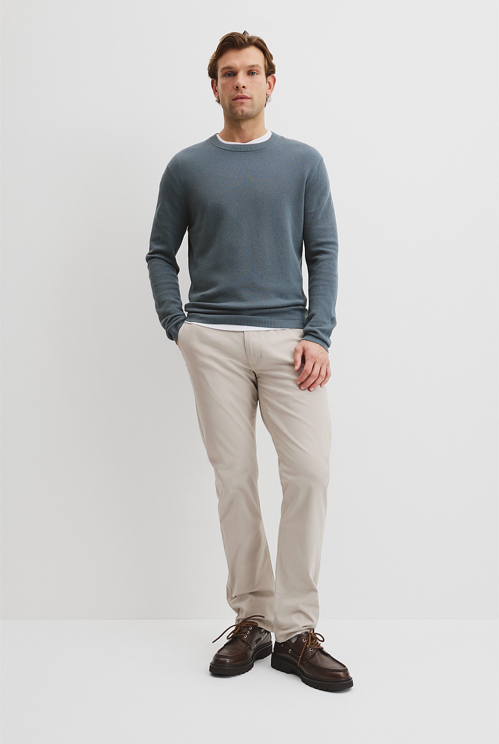 Australian Good Earth Cotton Pique Crew Neck Knit