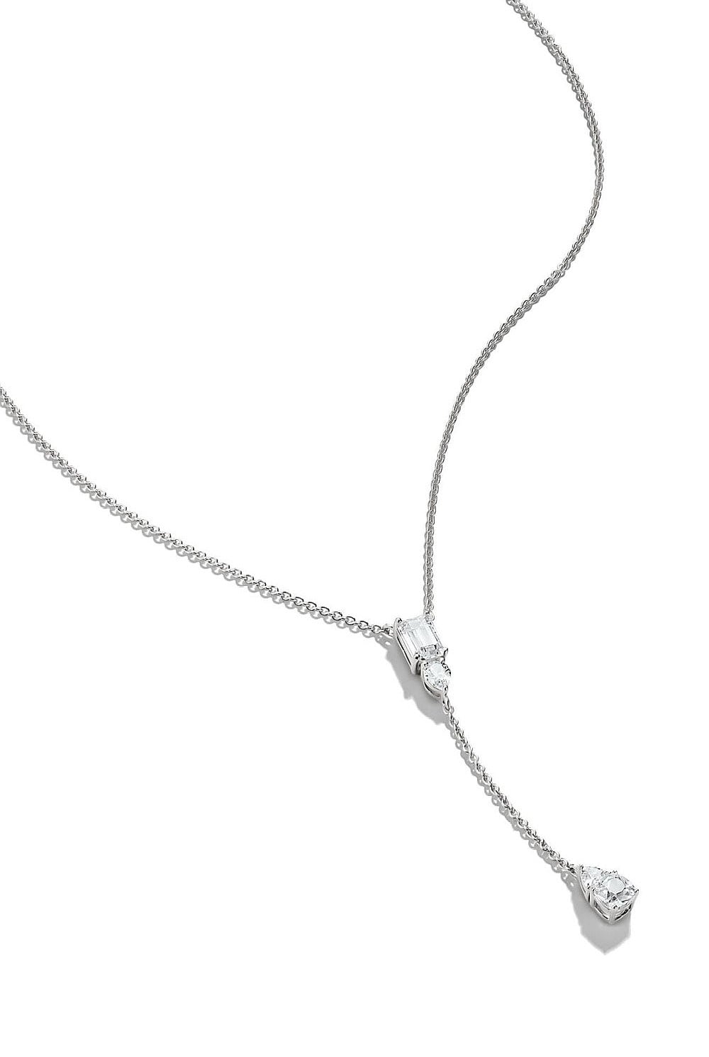 Bold Y Chain With Stones In Silver