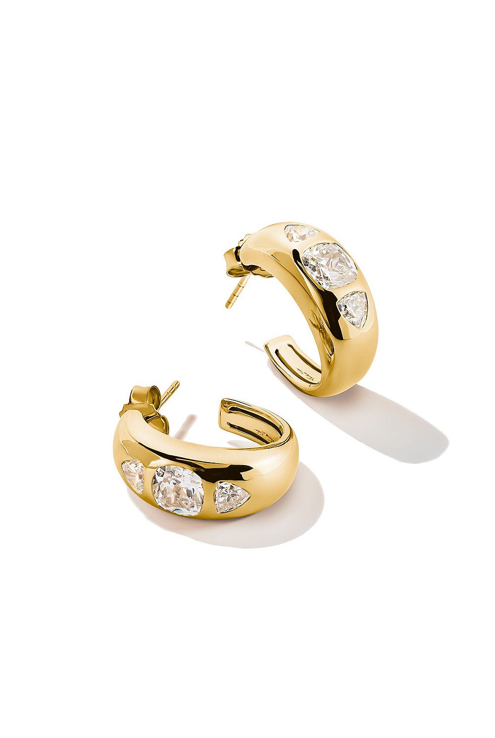 Bold Hoop Earrings With Stones In Gold