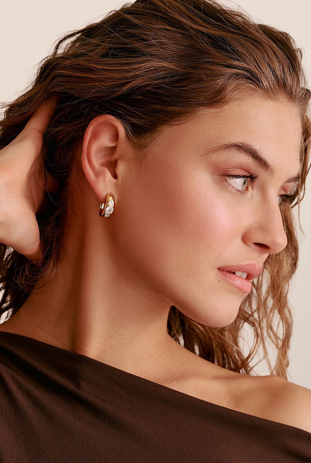 Bold Hoop Earrings With Stones In Gold