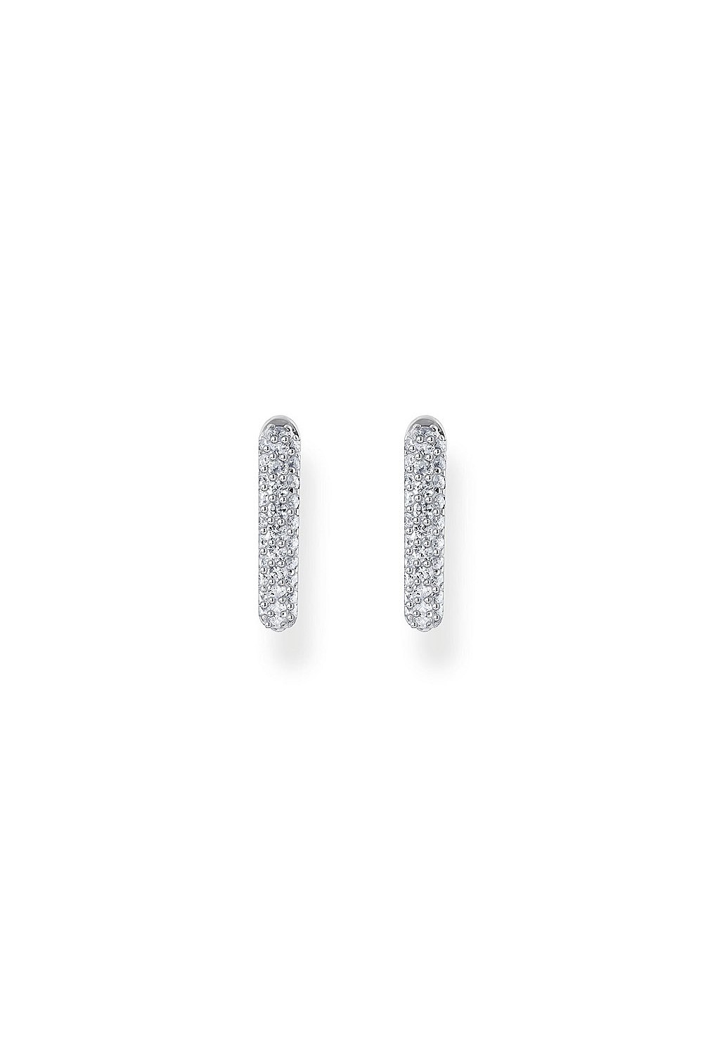 Pave Hoop Earrings In Silver