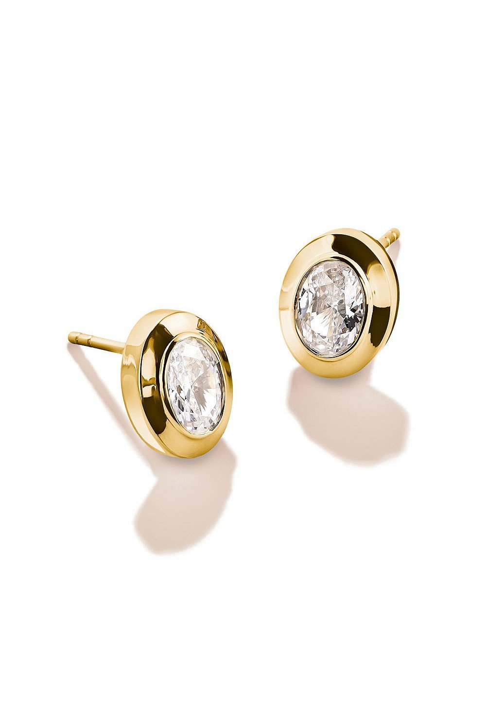 Bold Stud Earring With Stones In Gold