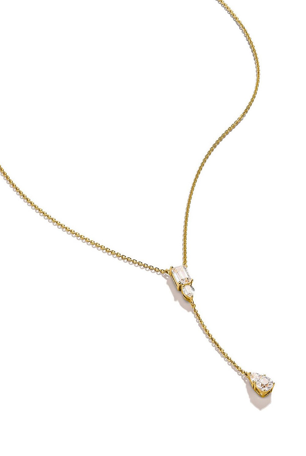 Bold Y Chain With Stones In Gold