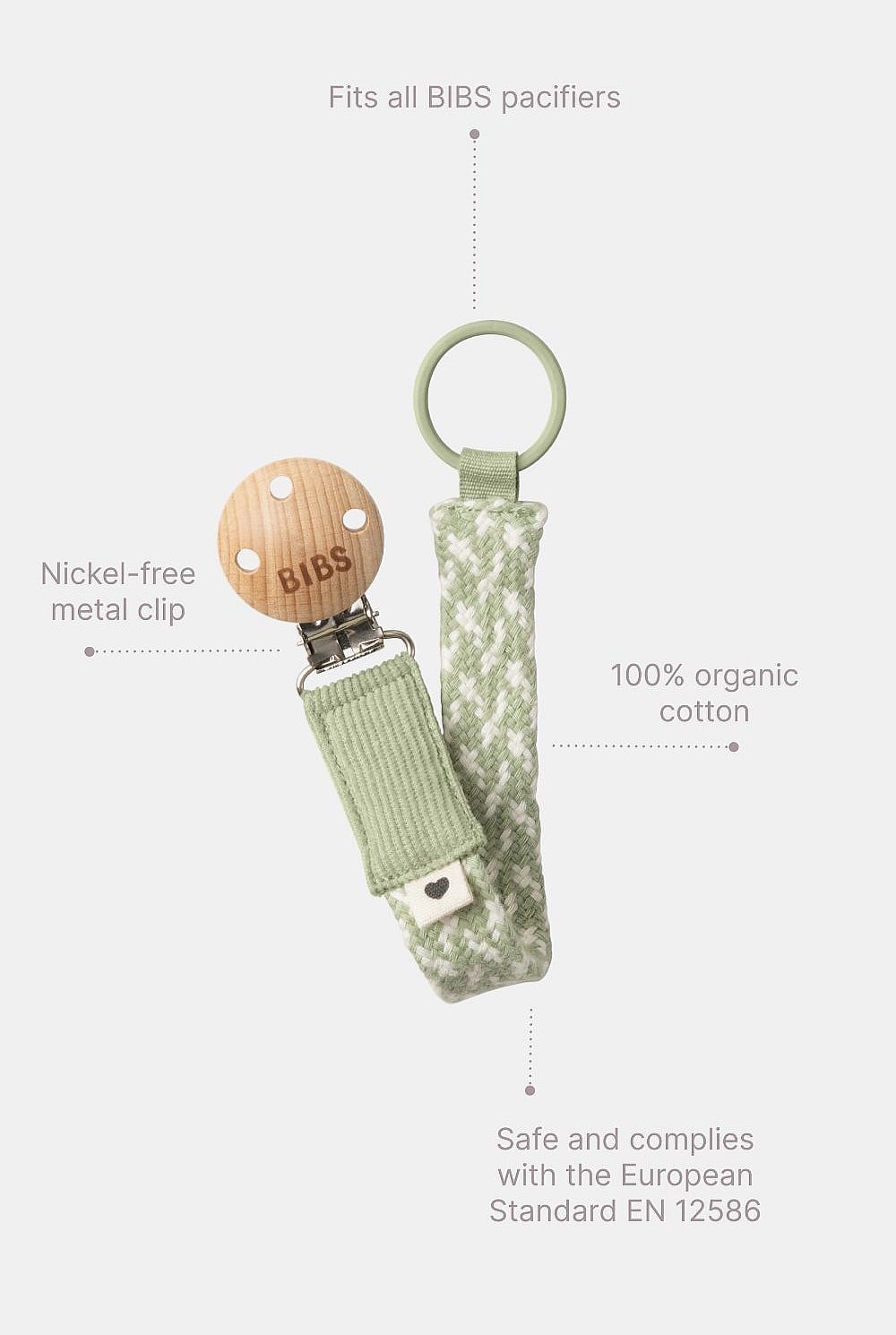 Pacifier Clip - Sage/ivory