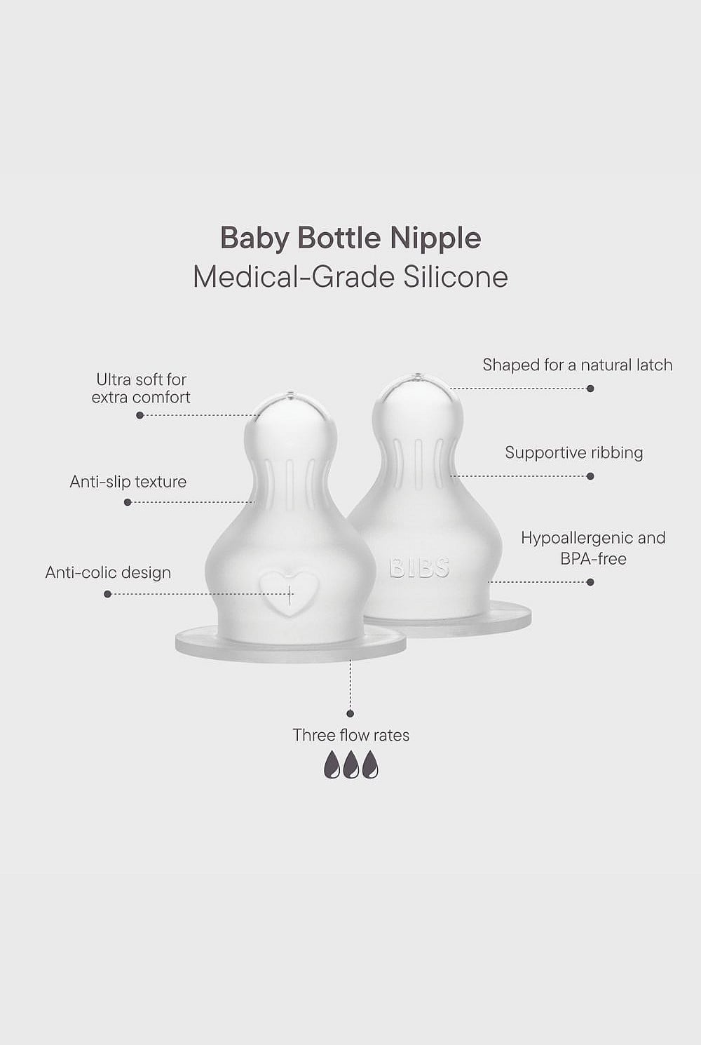 Bottle Replacement Nipple, Silicone (2pk) - Slow Flow