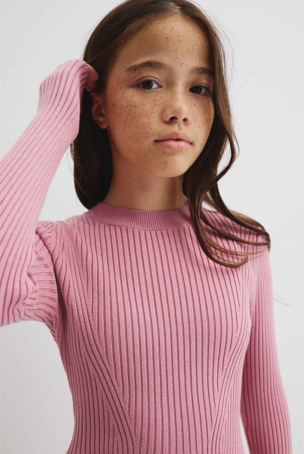 Teen Rib Long Sleeve Knit Dress