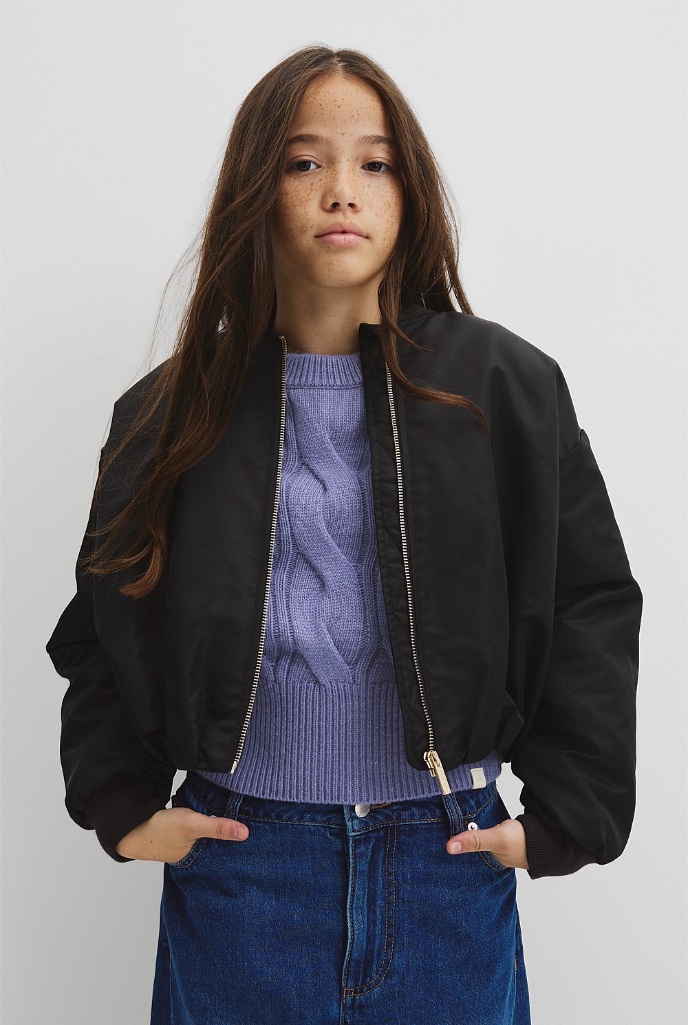 Teen Gathered Bomber Jacket