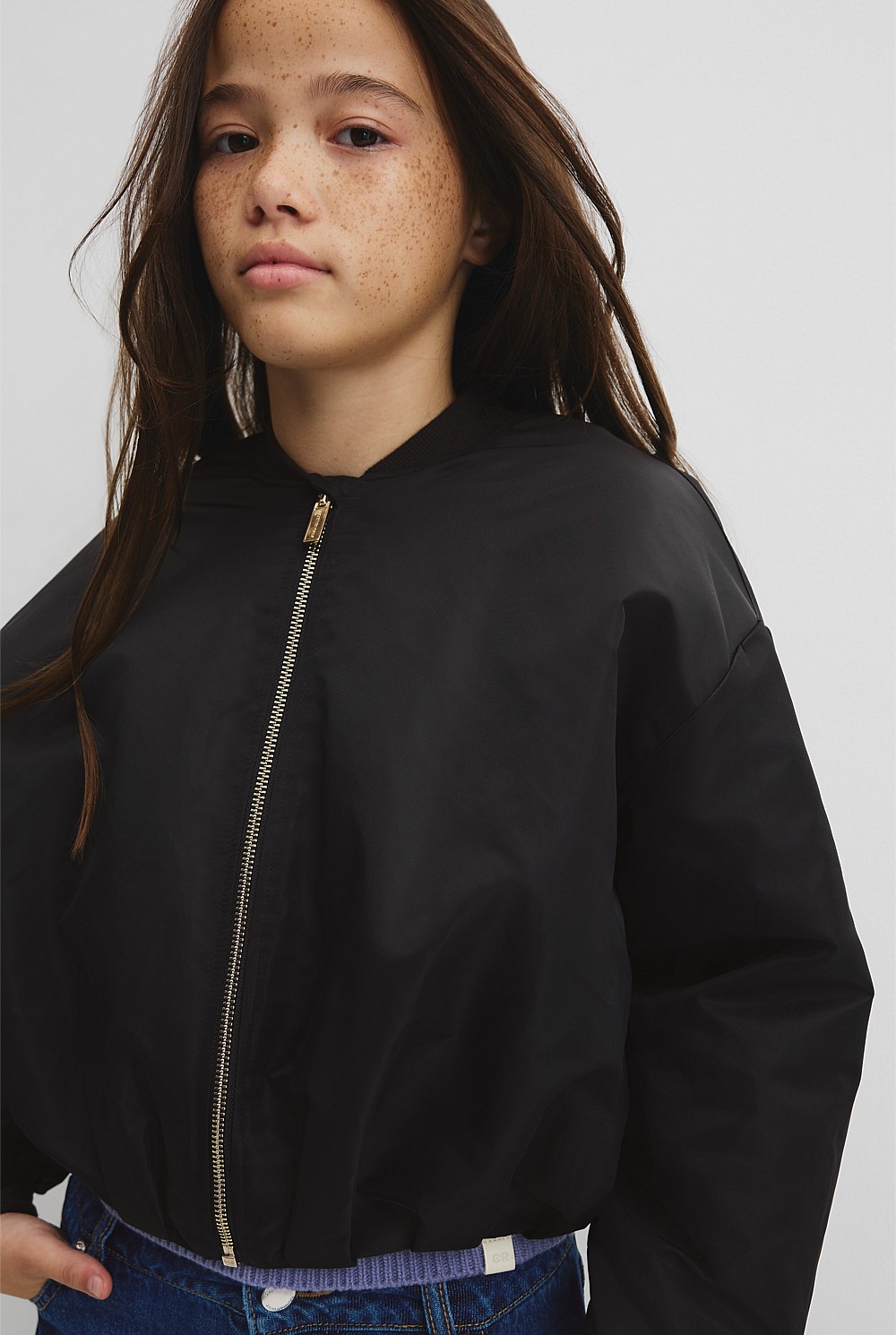 Teen Gathered Bomber Jacket