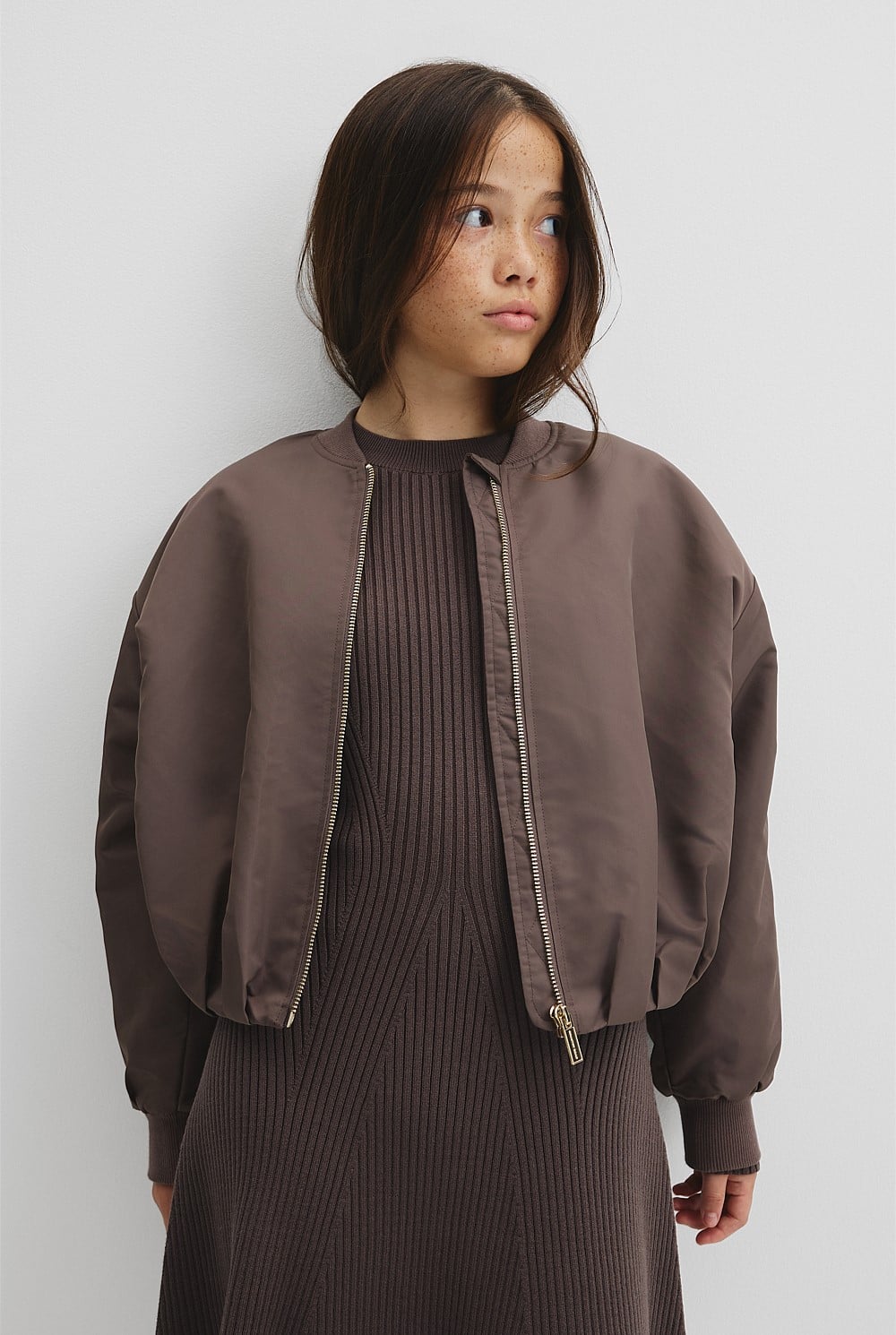 Teen Gathered Bomber Jacket