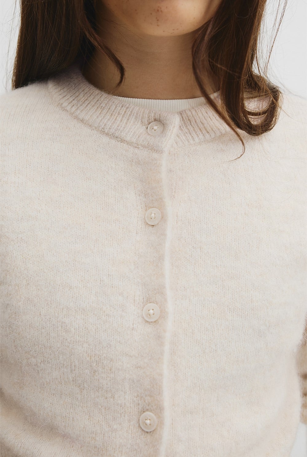 Teen Fluffy Crew Knit Cardigan