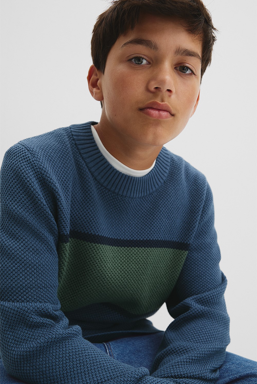 Teen Australian Cotton Stripe Textured Knit