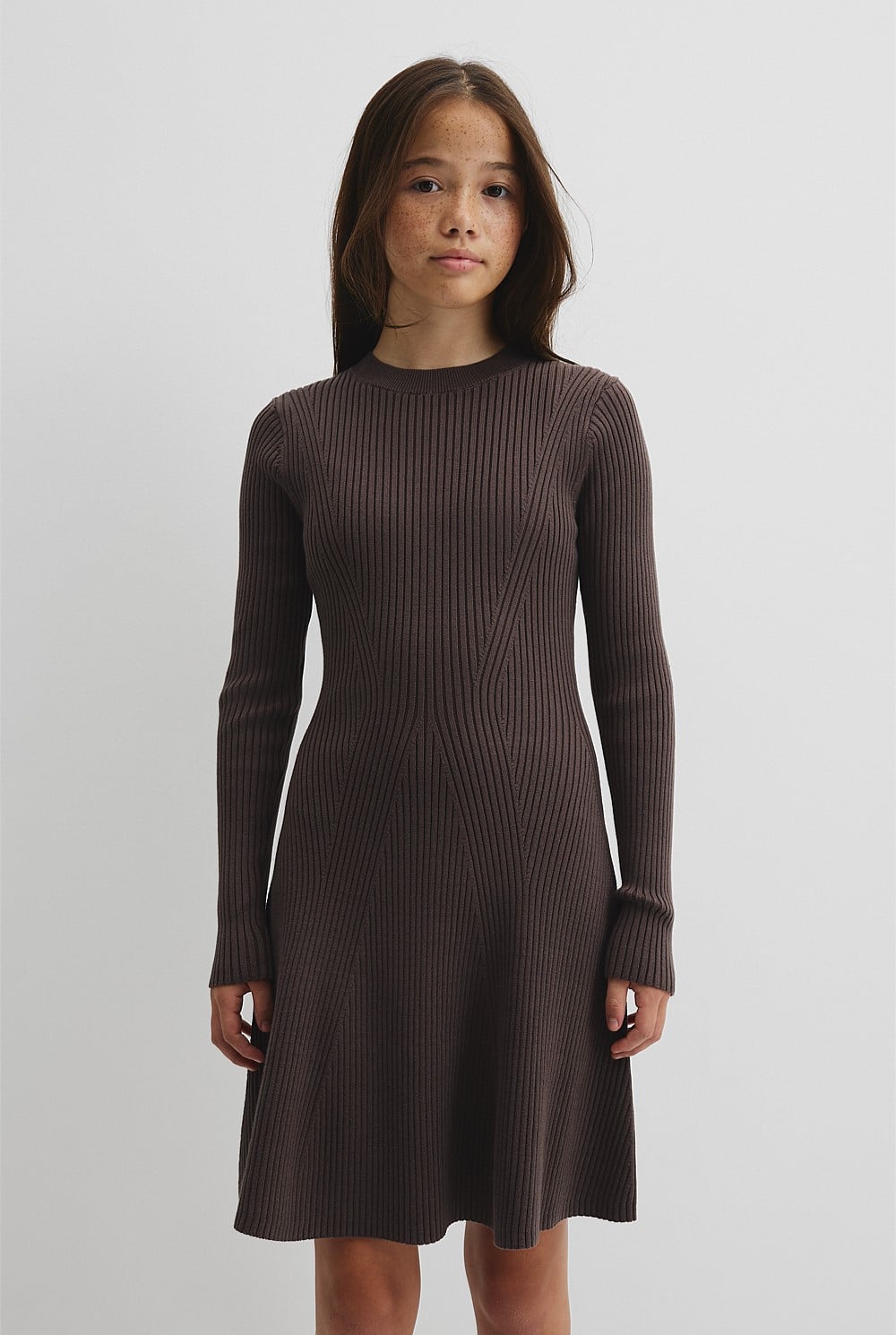 Teen Rib Long Sleeve Knit Dress