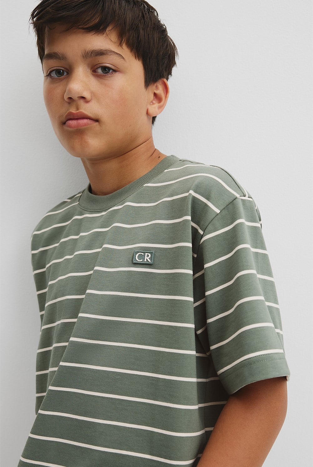 Teen Australian Cotton Relaxed Stripe T-Shirt