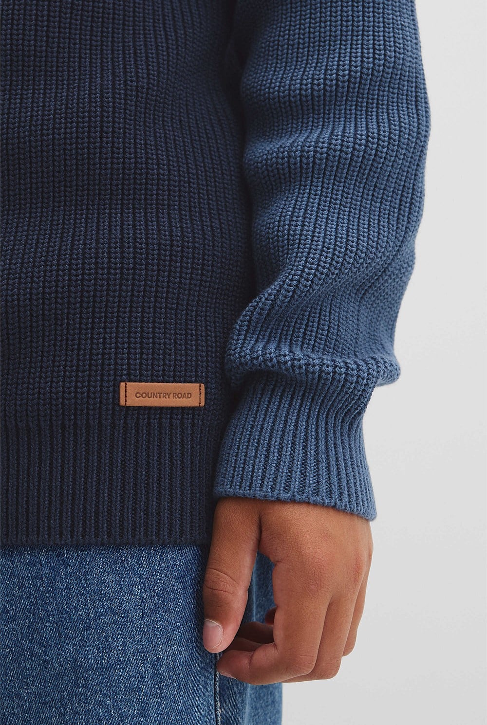 Teen Australian Cotton Spliced Half Zip Knit