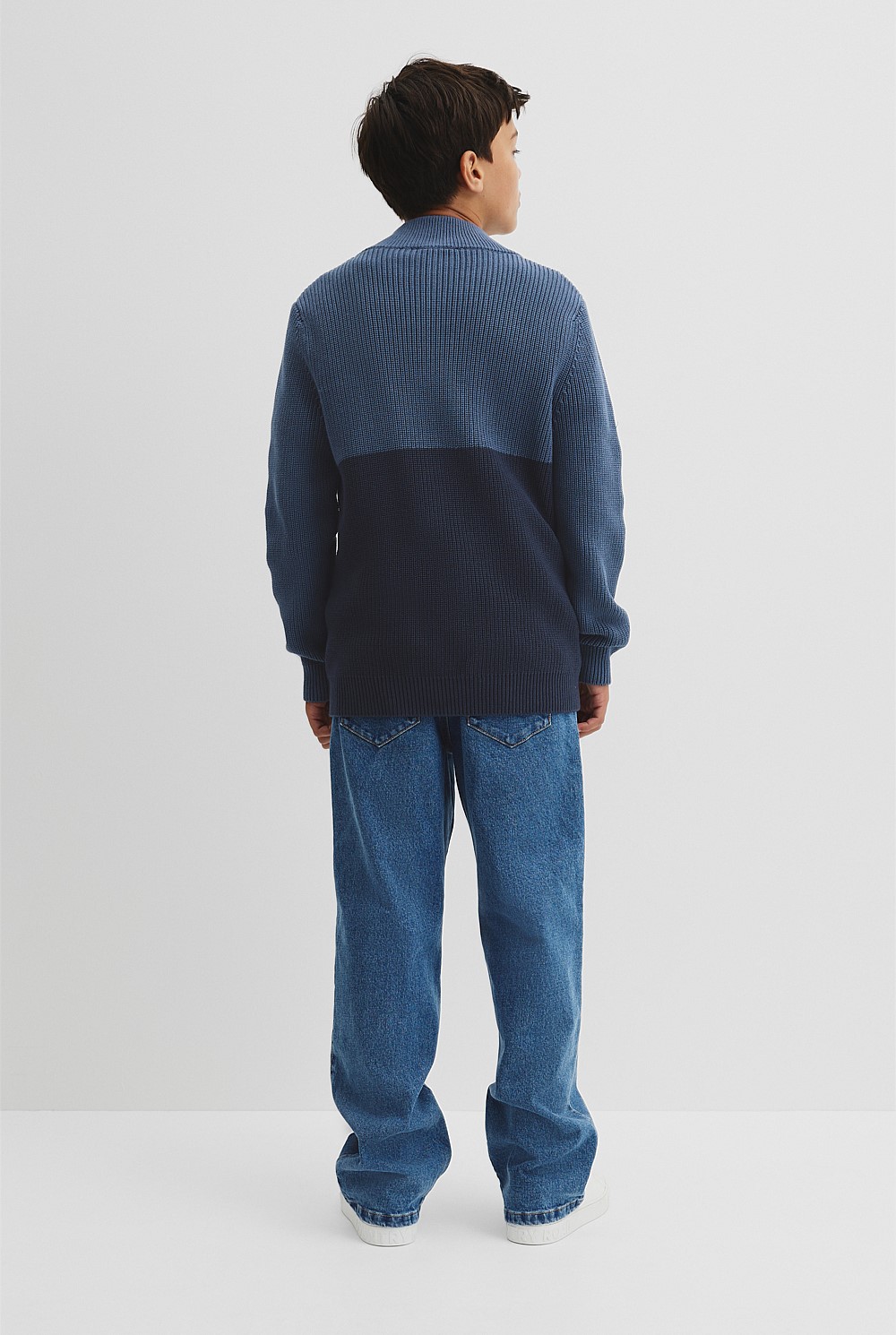 Teen Australian Cotton Spliced Half Zip Knit
