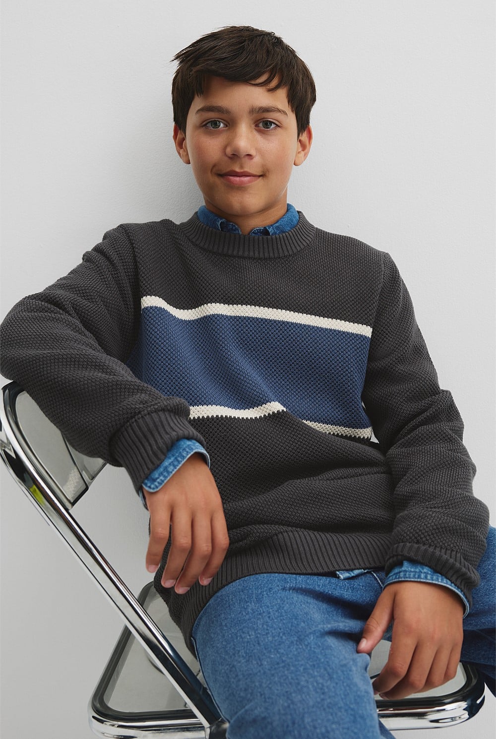 Teen Australian Cotton Stripe Textured Knit