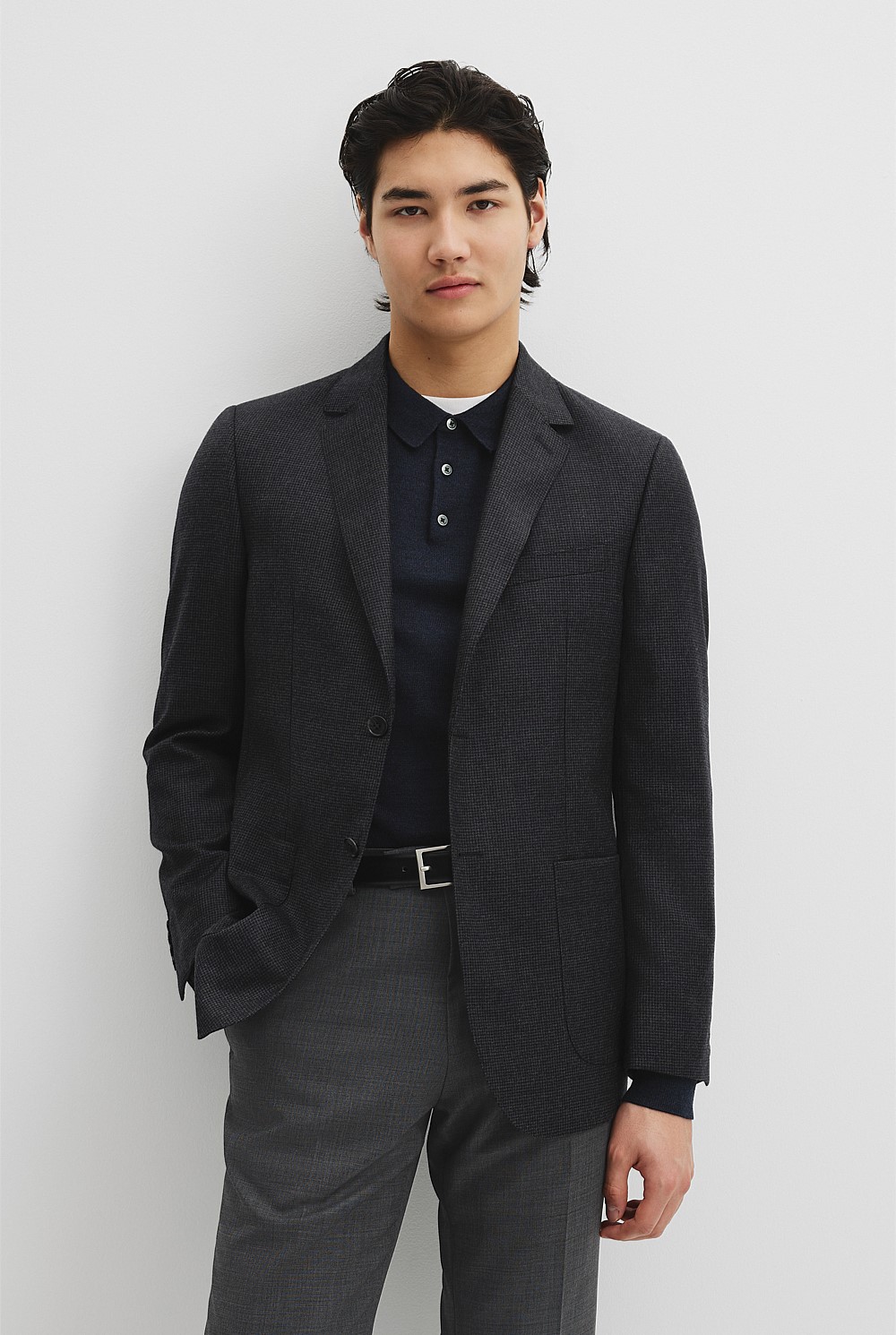 Regular Fit Herringbone Wool Jacket