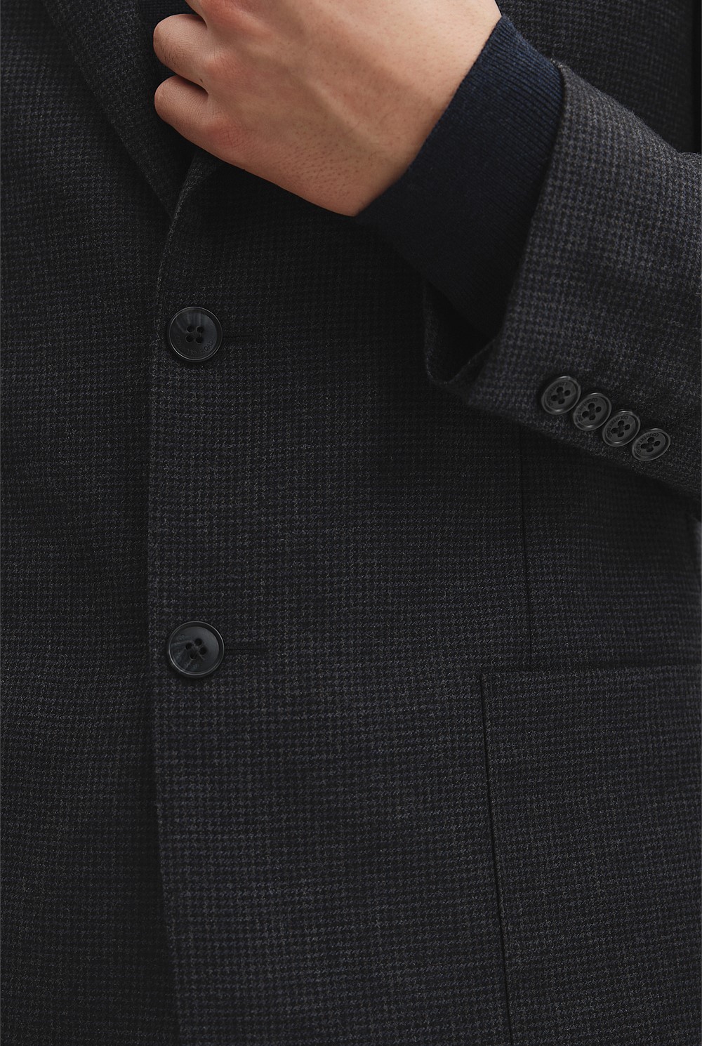 Regular Fit Herringbone Wool Jacket