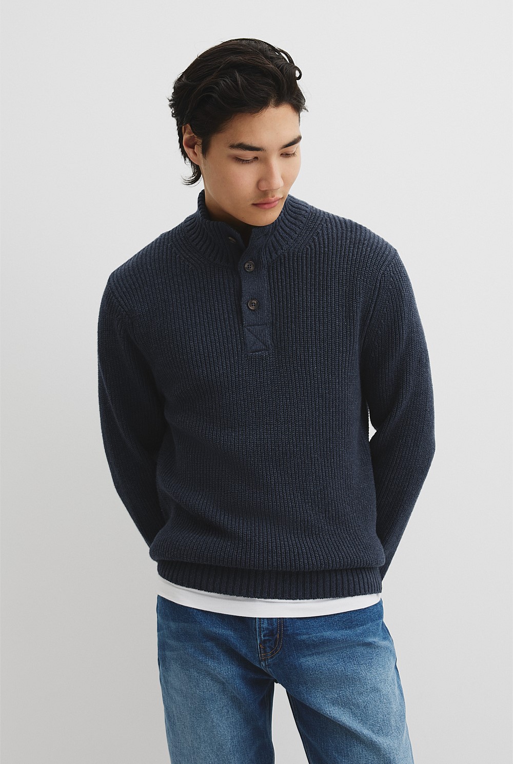 Workwear Australian Cotton Funnel Neck Knit