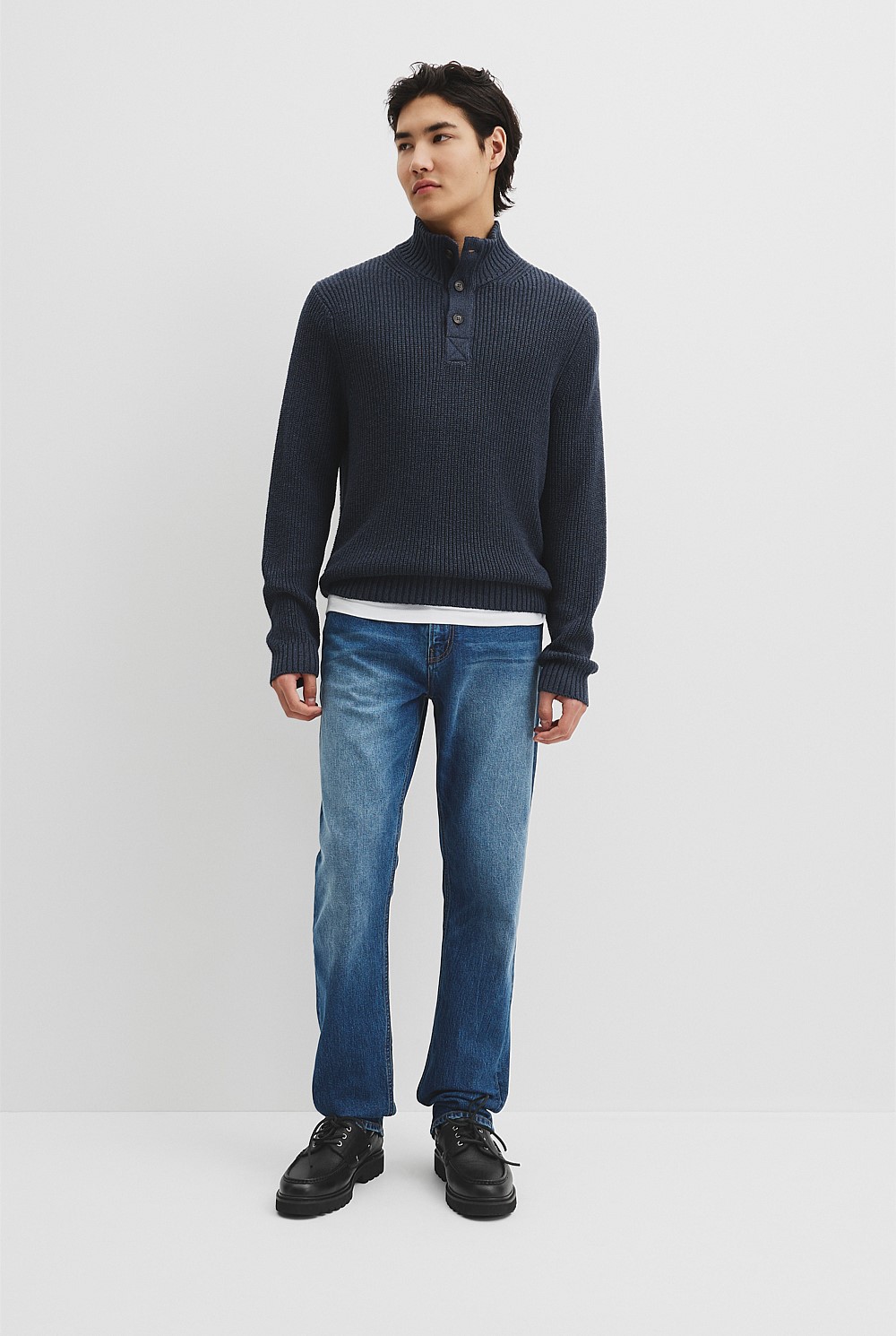 Workwear Australian Cotton Funnel Neck Knit