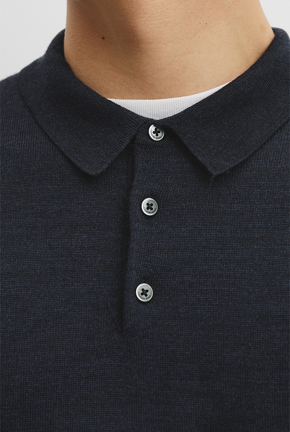 Australian Merino Long Sleeve Am Button Polo Knit