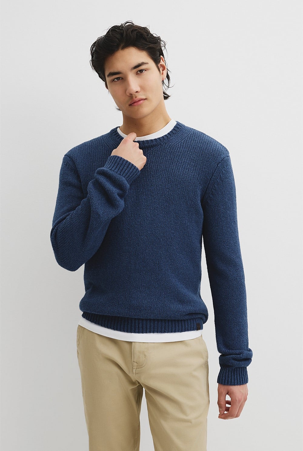 Long Sleeve Cotton Crew Neck Knit