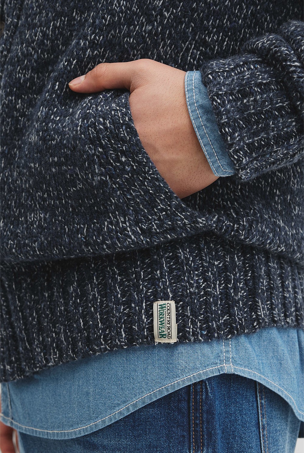 Workwear Merino Wool Blend Shawl Cardigan