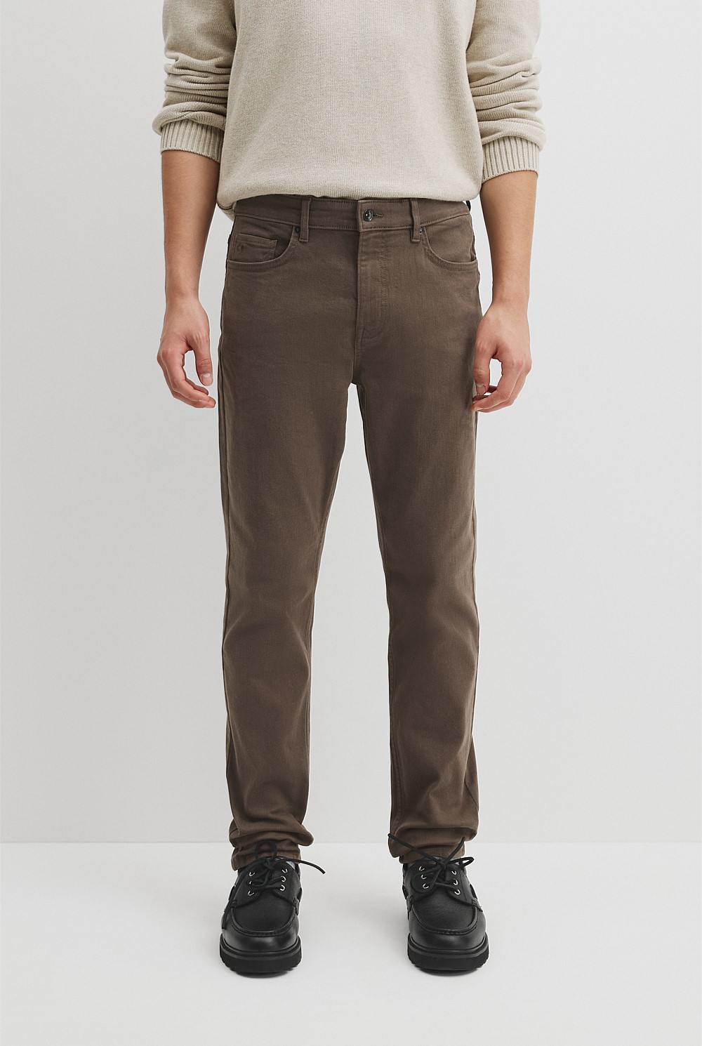 Tapered Fit Brushed Five Pocket Pant