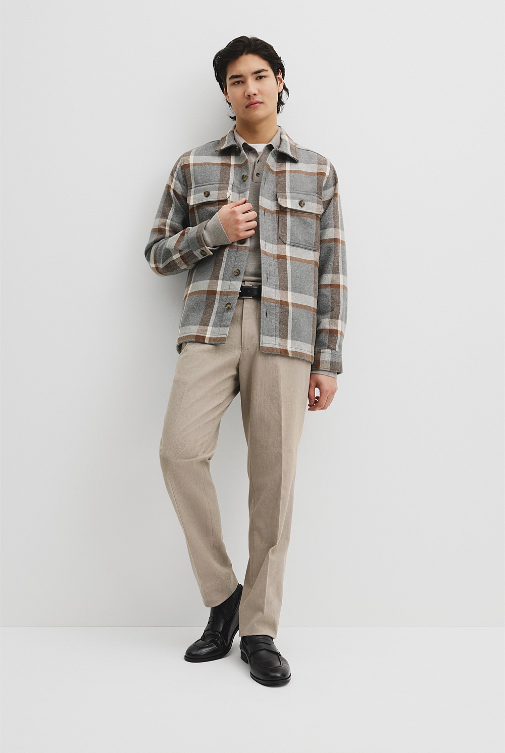 Regular Fit Cotton Blend Check Overshirt