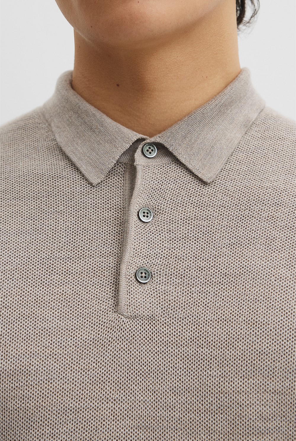 Australian Merino Textured Polo Knit
