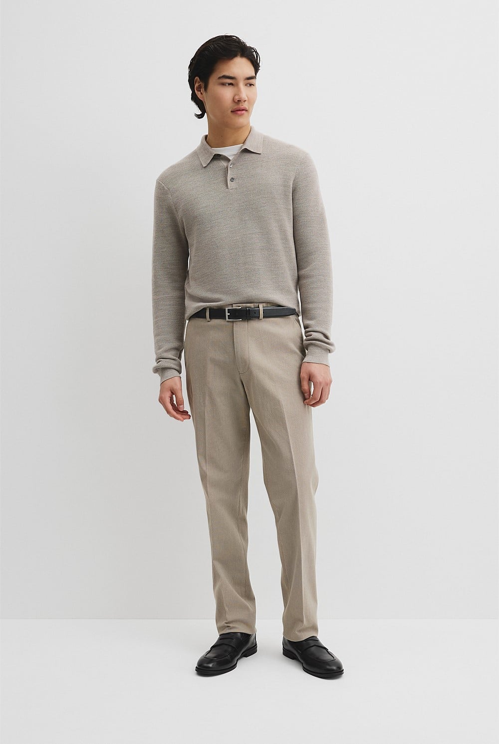 Australian Merino Textured Polo Knit