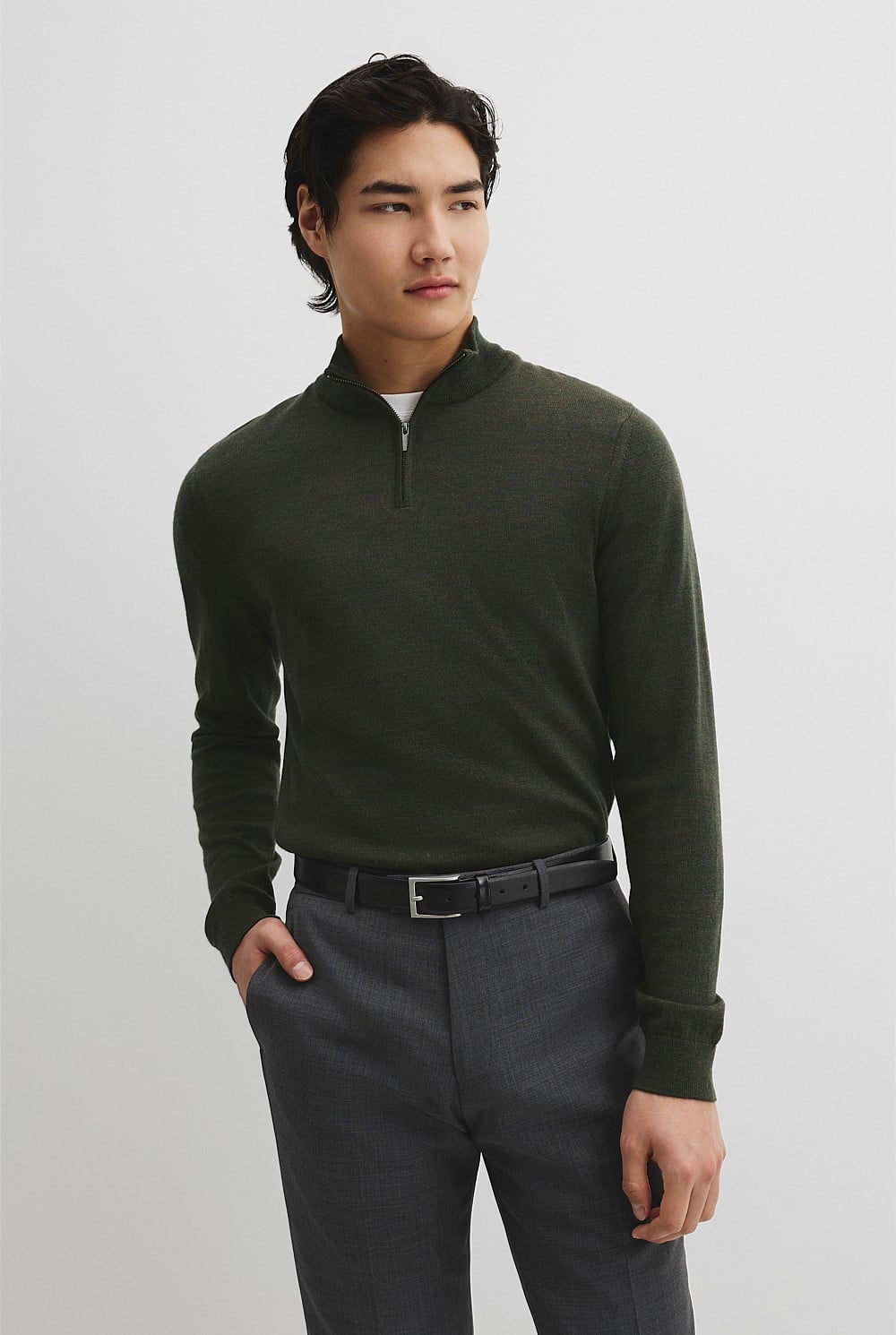 Australian Merino Long Sleeve Vam Hald Zip Knit