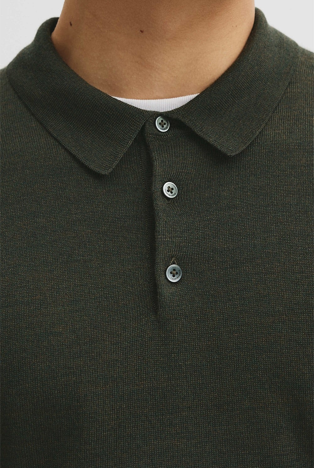 Australian Merino Long Sleeve Am Button Polo Knit