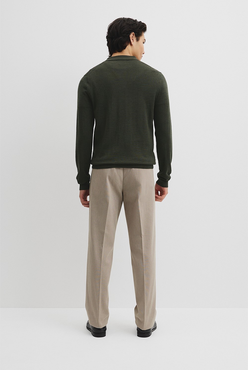 Australian Merino Long Sleeve Am Button Polo Knit