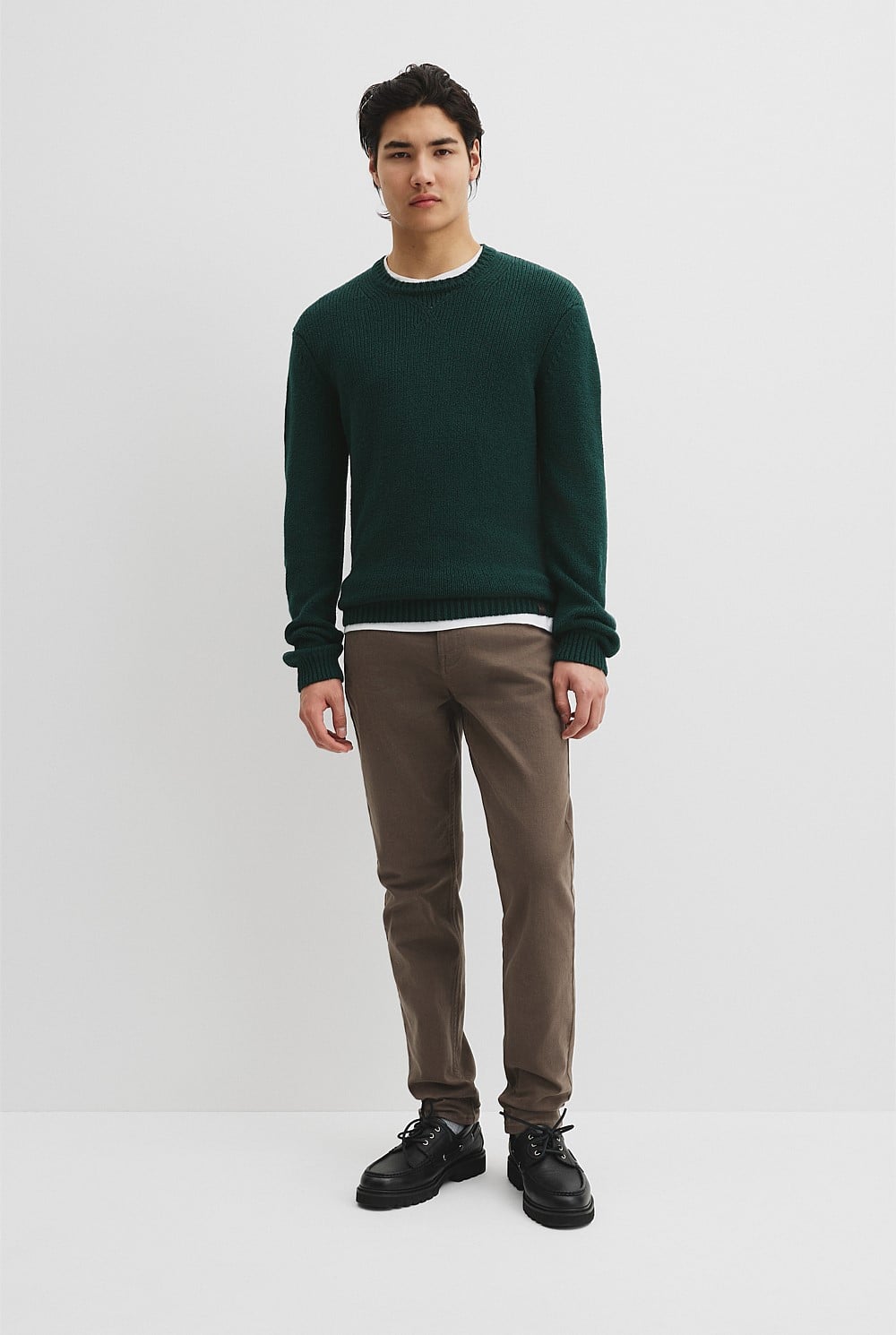 Long Sleeve Cotton Crew Neck Knit