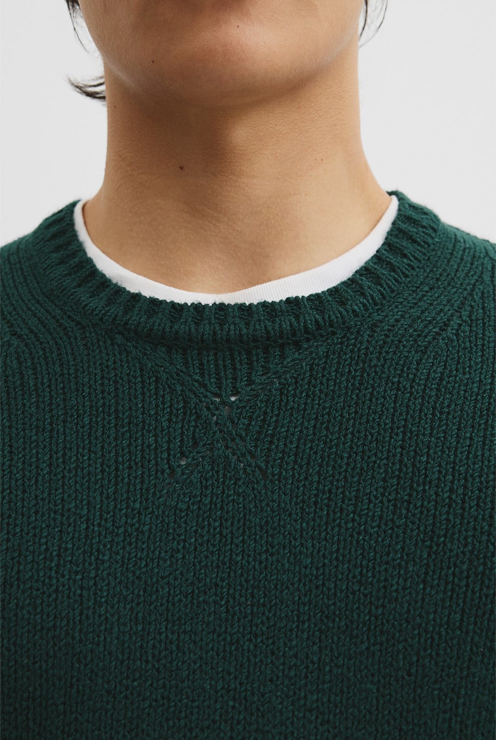 Long Sleeve Cotton Crew Neck Knit